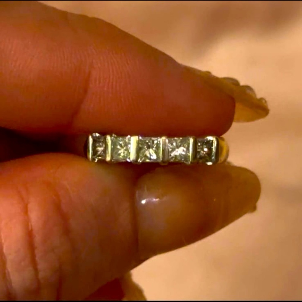 Vintage Yellow & White 18k Gold Ring w/ 1.25 cttw Diamonds - Size 7